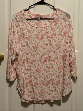 Philosophy Pink Floral Long Sleeve Crewneck Top